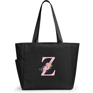 Personalized Beach Tote Bag Black-z